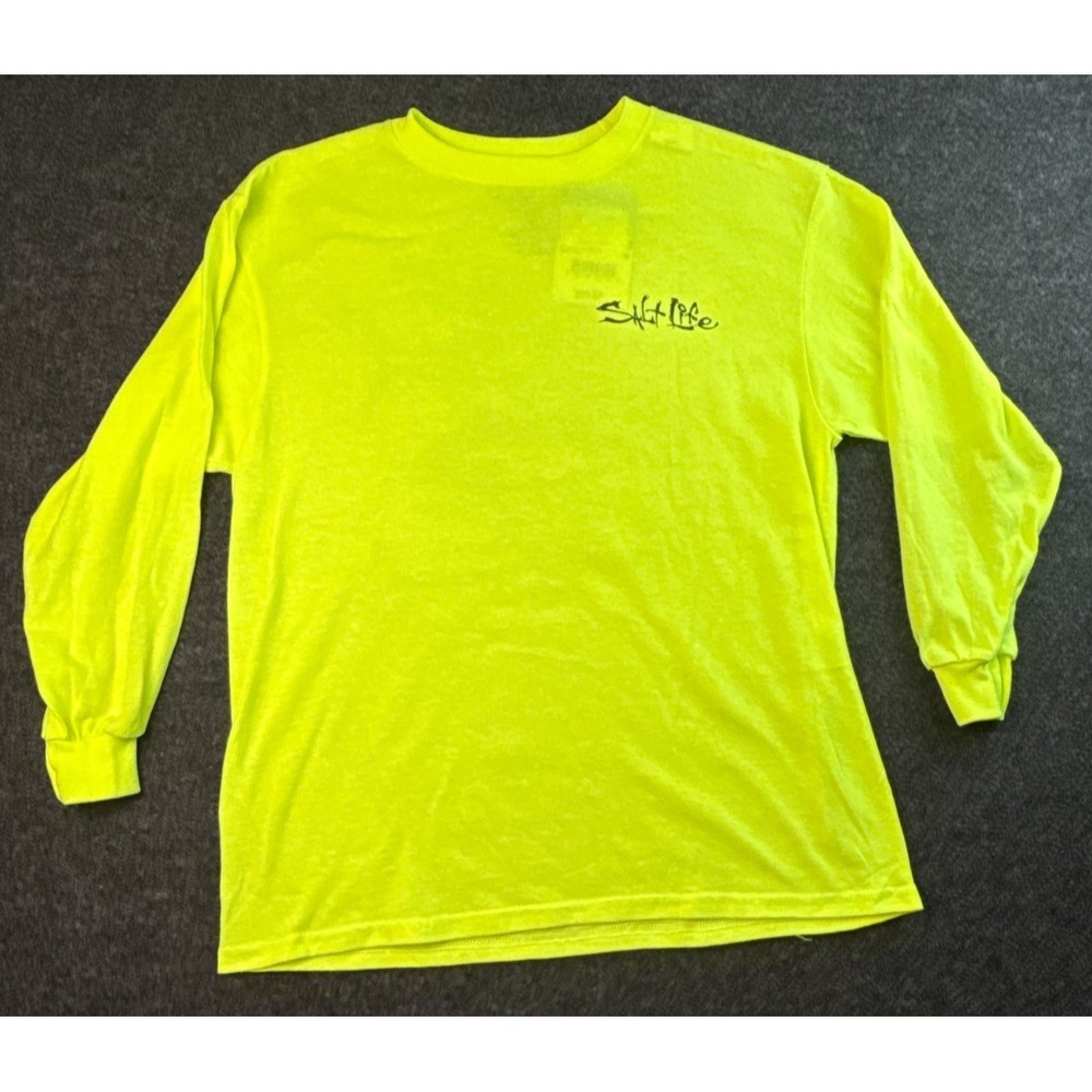 Salt Life Youth Medium Neon Yellow LS Fishing Shirt Sailfish Graphic NWT